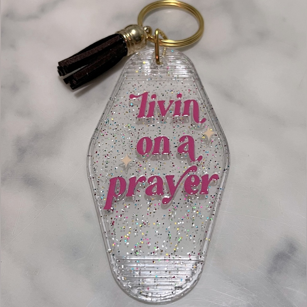 Motel Key Chain Living On a Pray